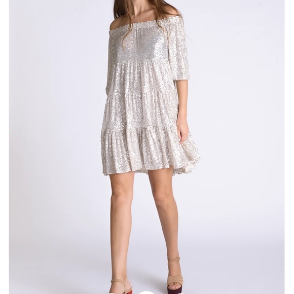Vicky Shift Sequin off the shoulder Dress Muche et Muchette - Picture 1 of 3